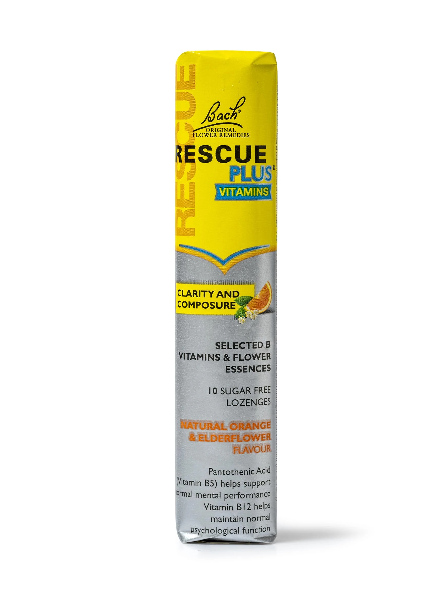 Rescue Plus Clarity & Composure B Vitamin Lozenges, Sugar Free Lozenges With Flower Essences Plus B Vitamins (Orange & Elderflower), For Moments Where We Experience Anxiousness