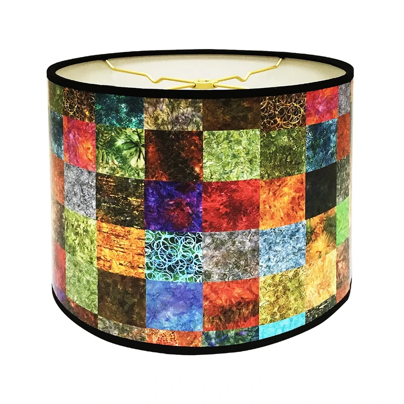 Royal Designs 10" Multi-Colored Square Patchwork Designer Hard Back Lampshade Made in The U.S.A. 10 x 10 x 7 (HBC-8008-10)