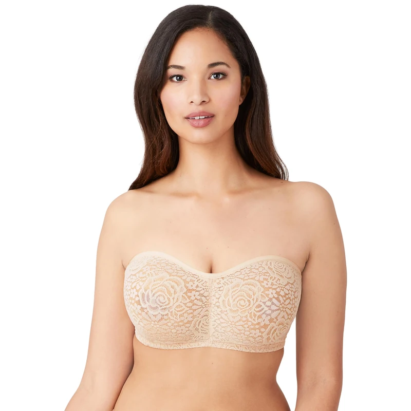 Wacoal Women's Halo Lace Strapless Bra, Opaque, Sand, 36B