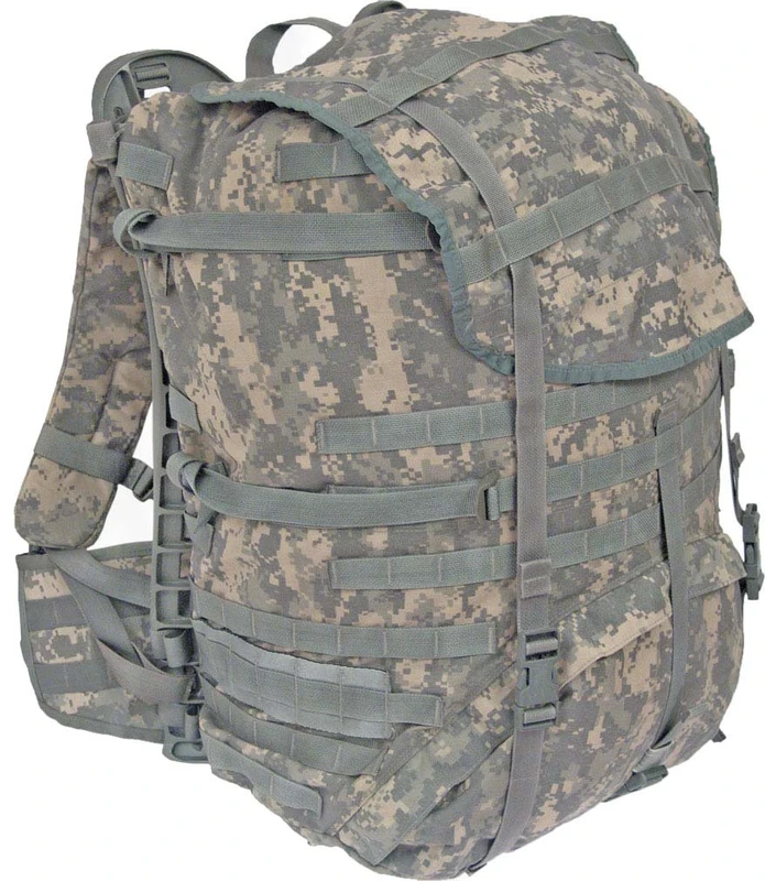Military Outdoor Clothing Previously Issued US G.I. Large ACU Rucksack Complete with Frame, Shoulder Straps, and Waist Belt - Image 1
