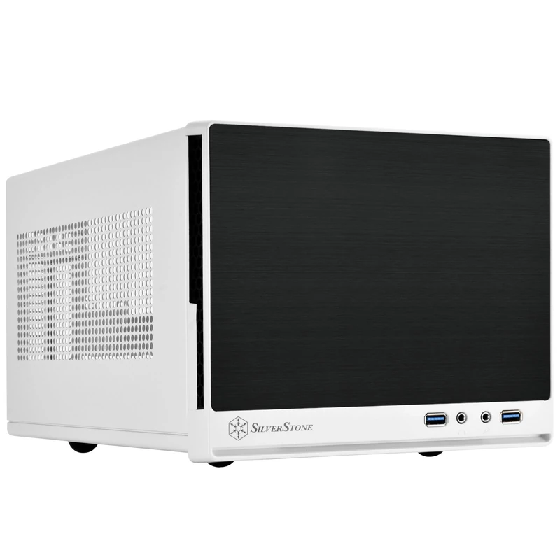 SilverStone SST-SG13WB-Q - Sugo Mini-ITX Compact Computer Cube Case, Plastic Front Panel with Faux Aluminum Finish, black white