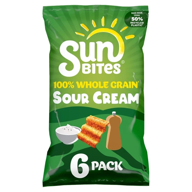 Sunbites Sour Cream & Cracked Black Pepper Multipack Snacks Crisps 6x25g