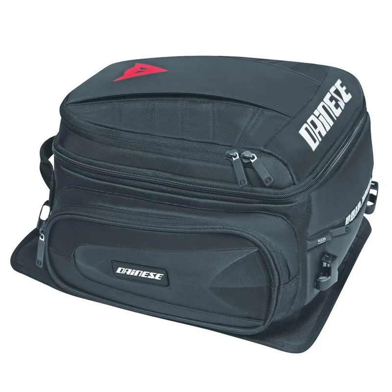 Dainese - D-Tail Motorbike Bag, Rear Motorcycle Tail Bag Expandable 20.9L with Rain Hood, Motorbike Accessories, Ideal for Travel, Passenger Motorcycle Saddle Bag, Waterproof, Black