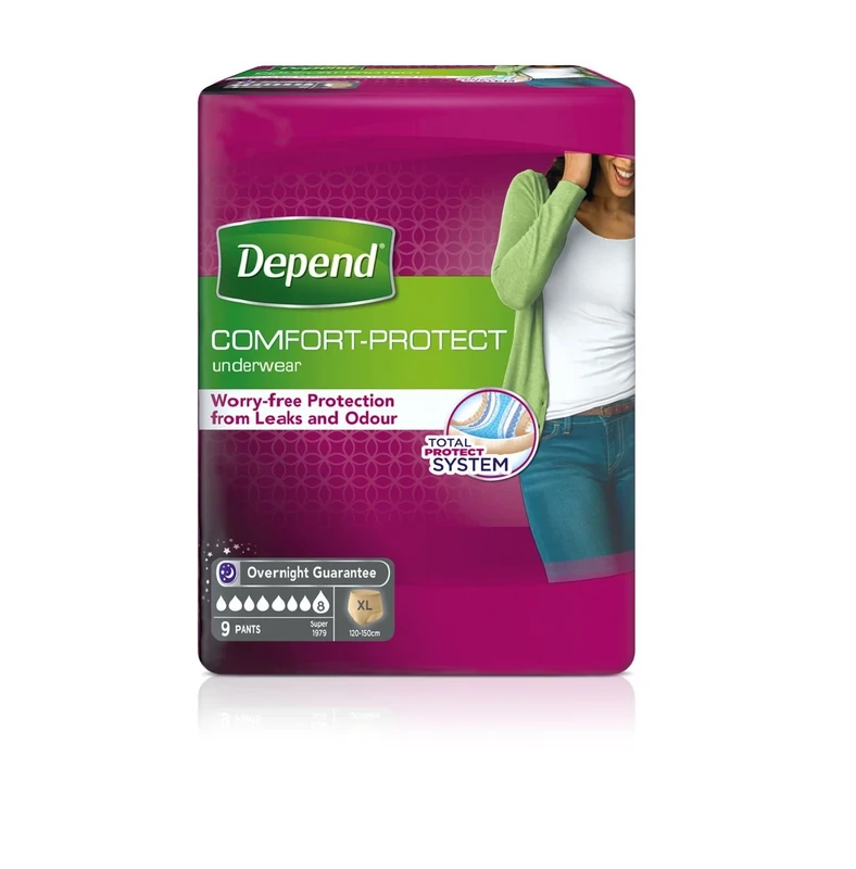 Depend, Comfort Protect Incontinence Pants for Women ExtraLarge Pants, 9 count