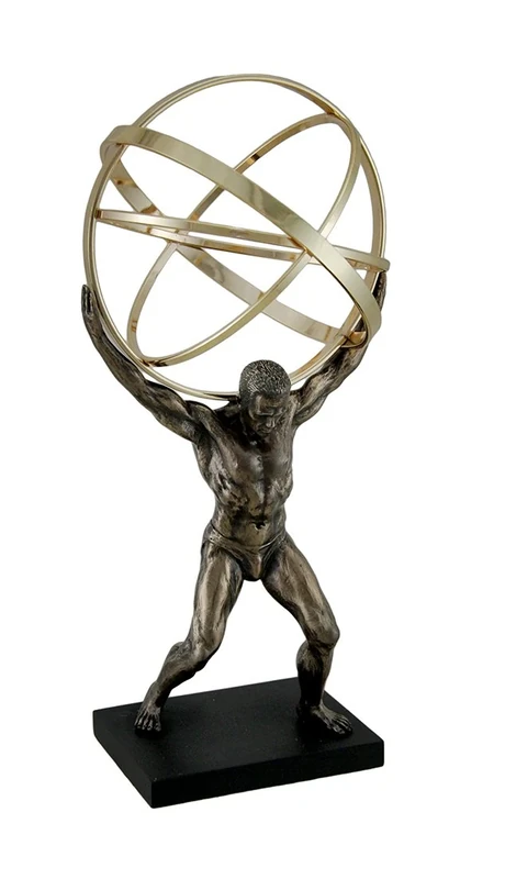 Zeckos Atlas Carrying Celestial Sphere Bronze Finished Statue - Image 1