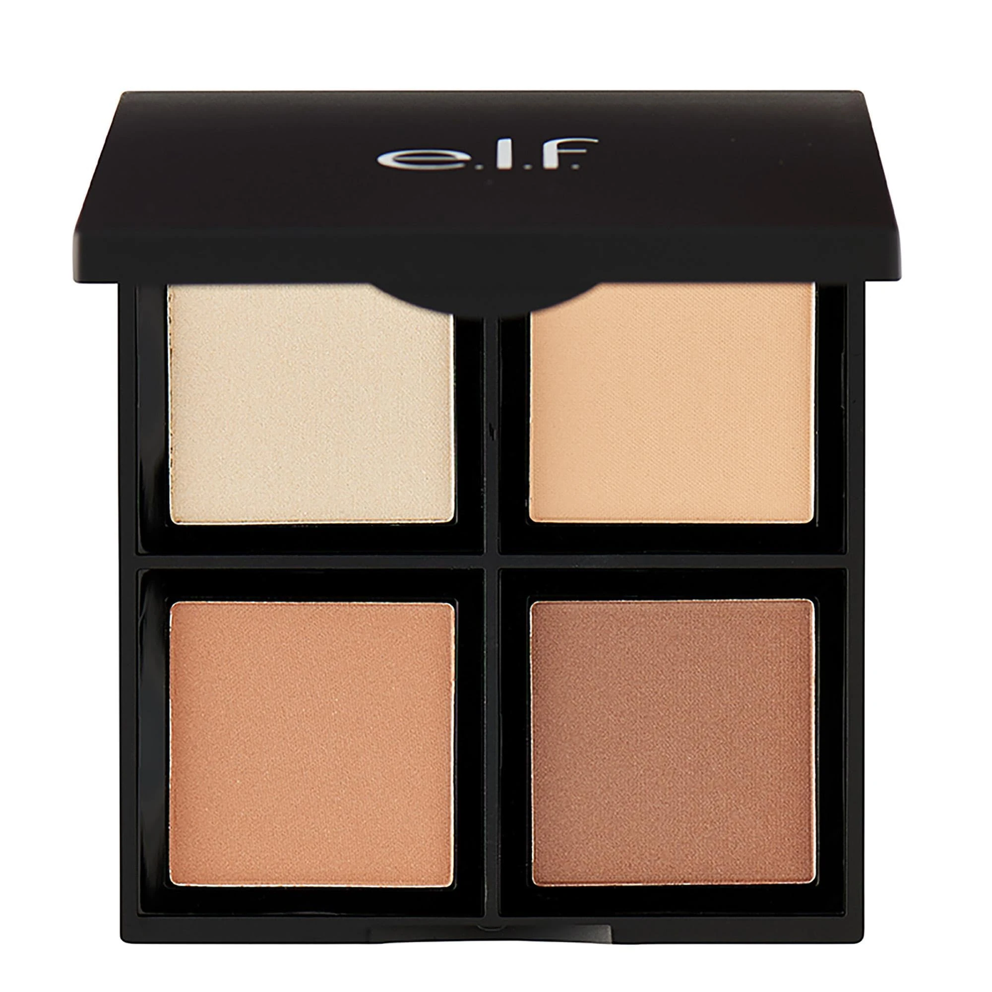 e.l.f. Contour Palette, 4 Shades, Customizable, Easy to Apply, Sculpts, Shades, Brightens, Light/Medium, Infused with Vitamin E, All-Day Wear 16g