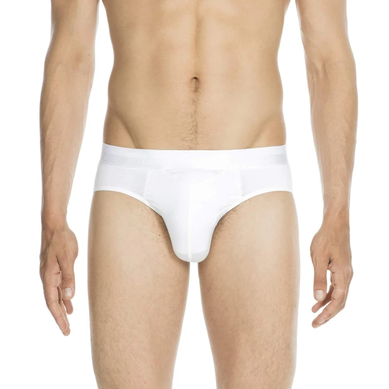 HOM Men's HO1 Briefs - White XXL - Cotton Modal, Horizontal Opening