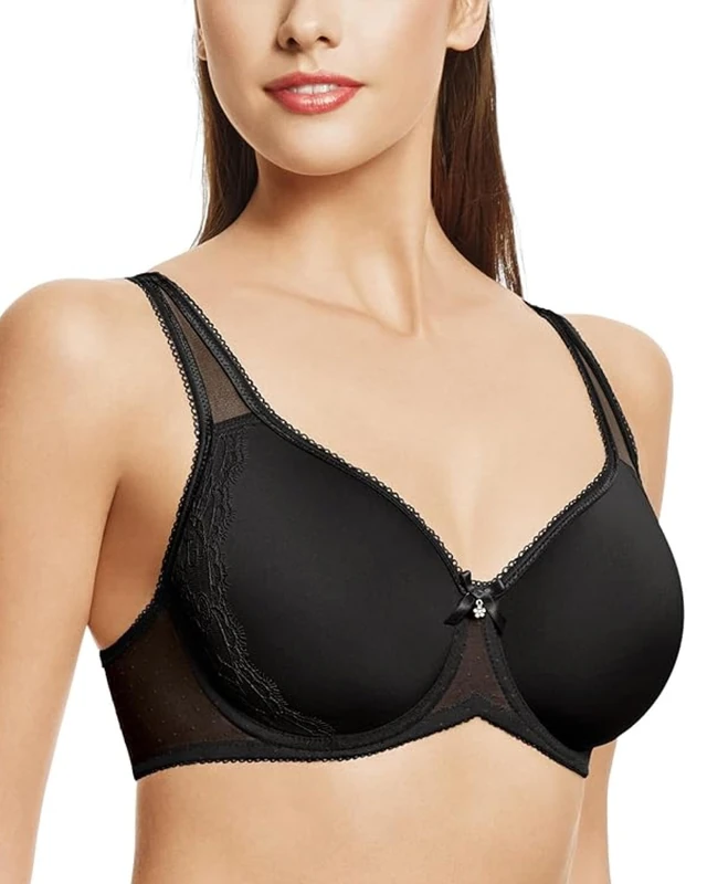 Wacoal Women's Retro Chic Full Figure Contour Underwire Bra, Black, 32DD