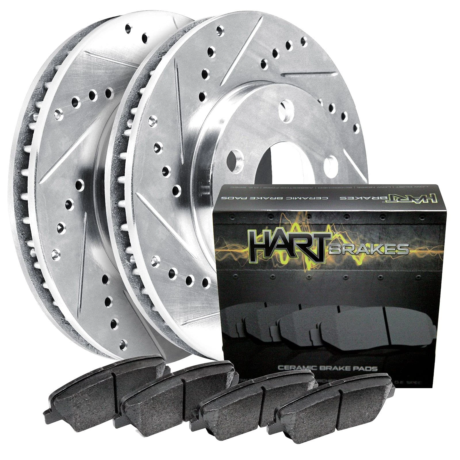 Hart Brakes Rear Brakes and Rotors Kit |Rear Brake Pads| Brake Rotors and Pads| Ceramic Brake Pads and Rotors |fits 2015-2017 Ford F-150
