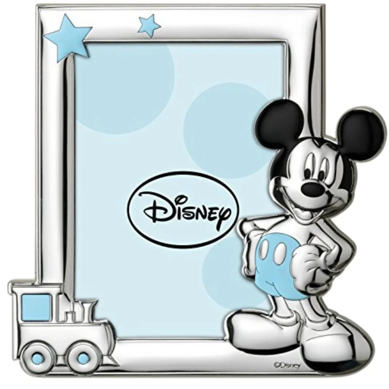Disney Baby - Picture Frame for Standing - Silver - Ideal for the Bedside Table in the Nursery - Perfect as a Gift Idea for Christening or Birthday - Mickey Mouse Design