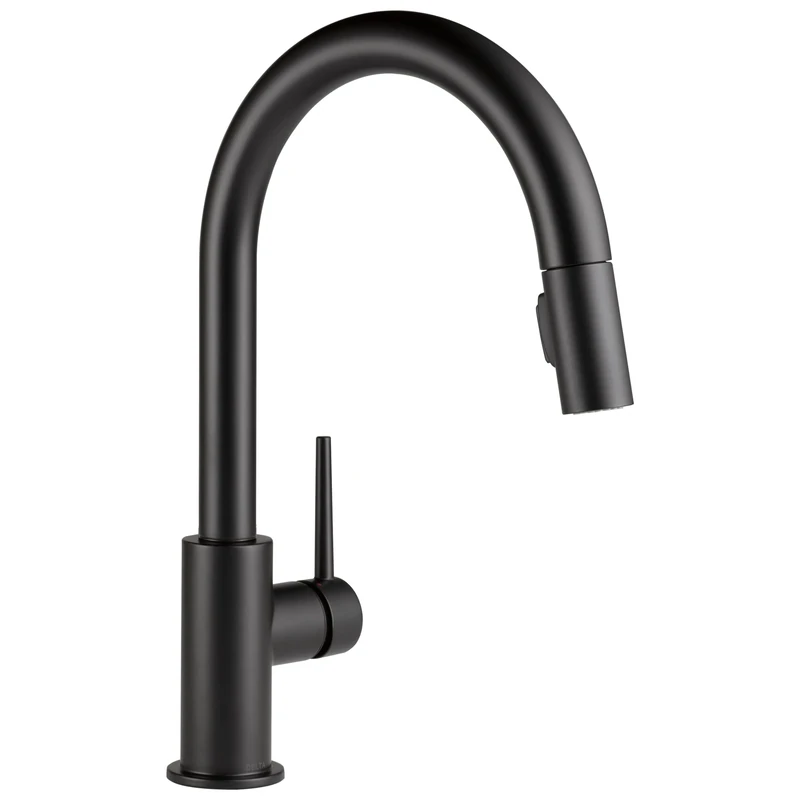 Delta Faucet Trinsic Matte Black Kitchen Faucet Black, Kitchen Faucets with Pull Down Sprayer, Kitchen Sink Faucet, Faucet for Kitchen Sink, Magnetic Docking Spray Head, Matte Black 9159-BL-DST