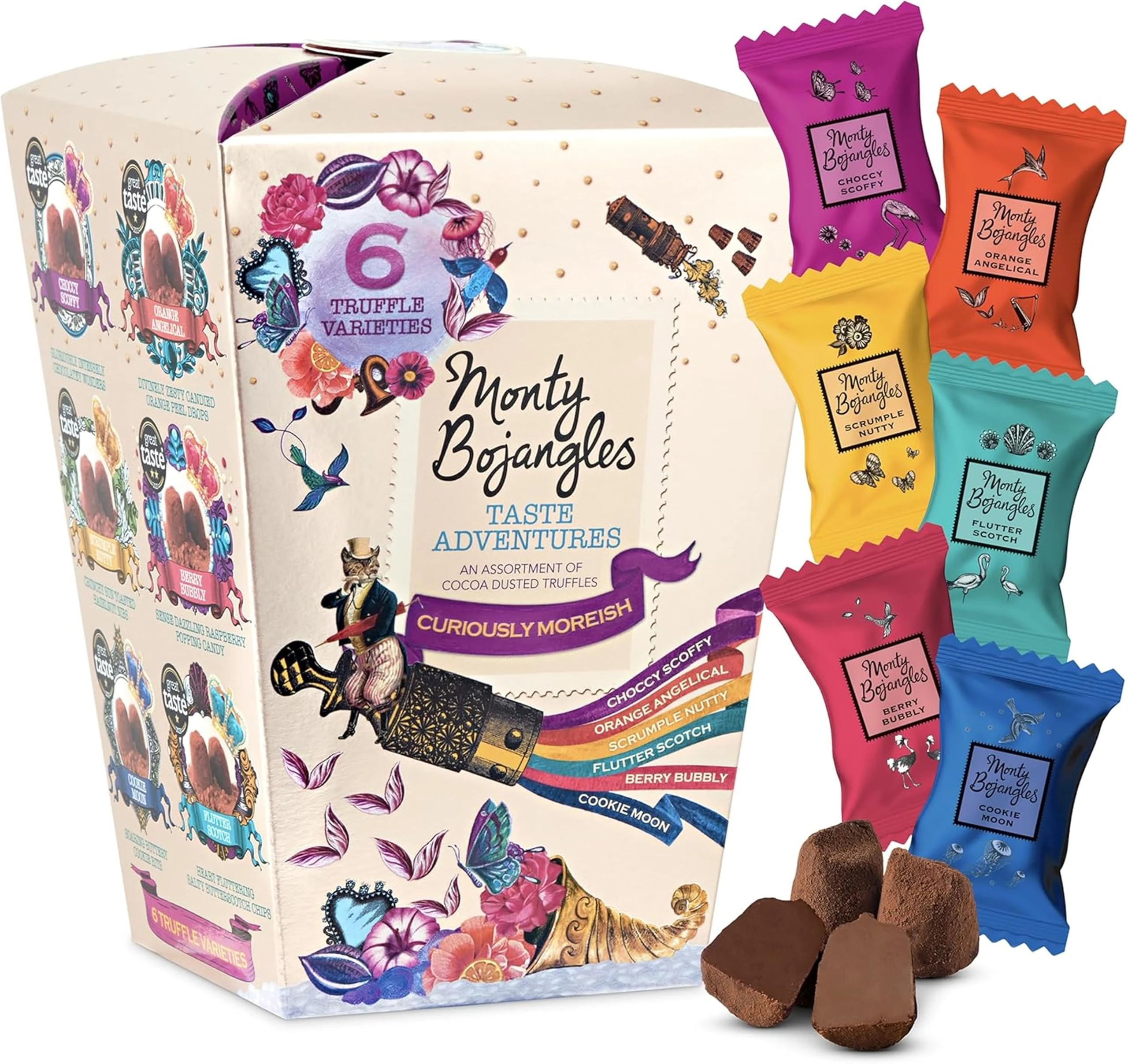 Monty Bojangles Taste Adventure Cocoa Dusted Truffles Gift Box (225g) 6 Flavours, Award Winning Truffles, Beautiful Gift Box, Perfect Chocolate Gift