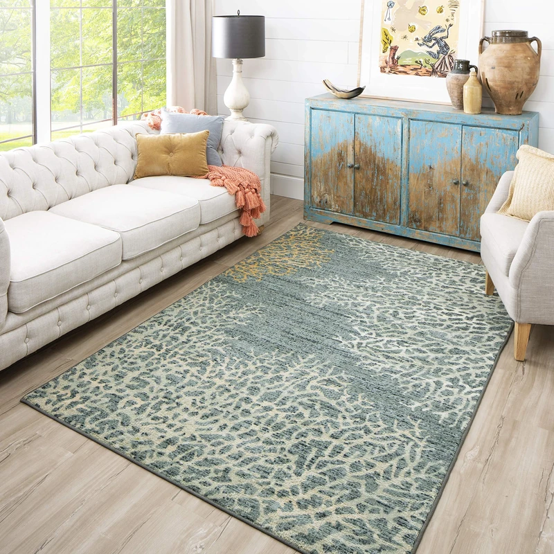 Mohawk Home Coral Reef Coastal Area Rug, 5'x8', Blue - Image 1