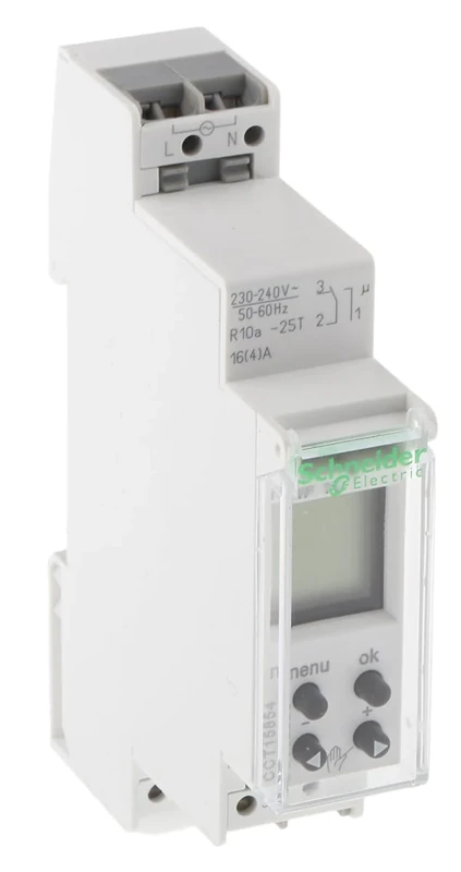 Schneider CCT15854 Programmable Digital Time Switch Digital Time Switches 24H/7D 18mm 1 Chan, White
