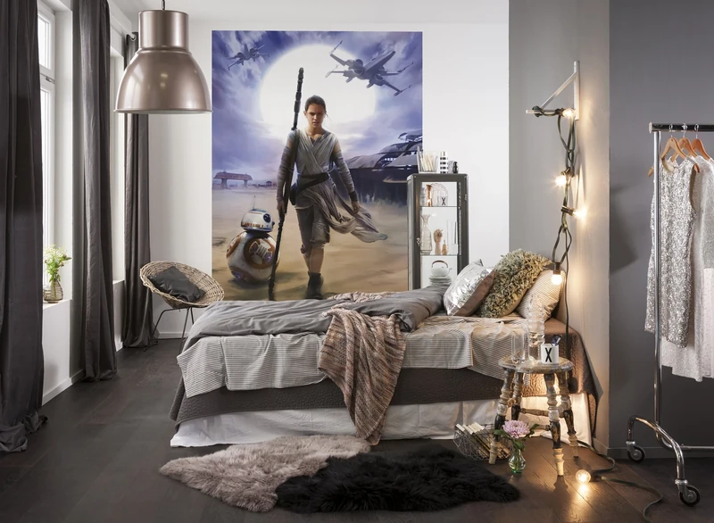 Komar Star Wars Rey Wallpaper Mural, Vinyl, Multi-Colour, 184x0.2x254 cm