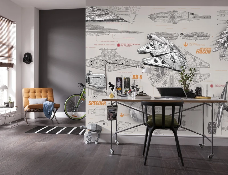 Komar "Star Wars Blueprints Wallpaper Mural, Multi-Colour, 8-Piece