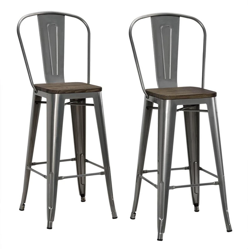 DHP Luxor 32 Inch Metal Barstool - Set of 2 GUN METAL