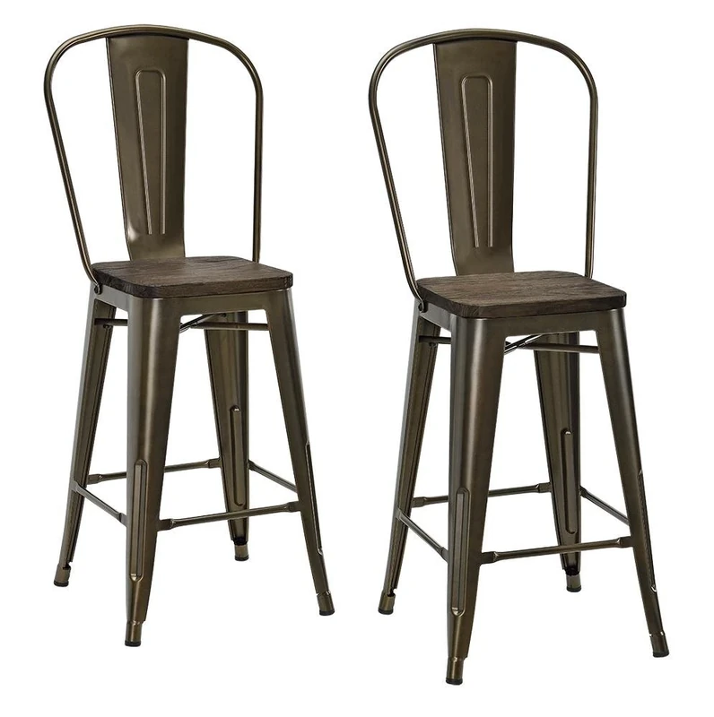 DHP Luxor 24 Inch Metal Counter Stool - Set of 2 BRONZE
