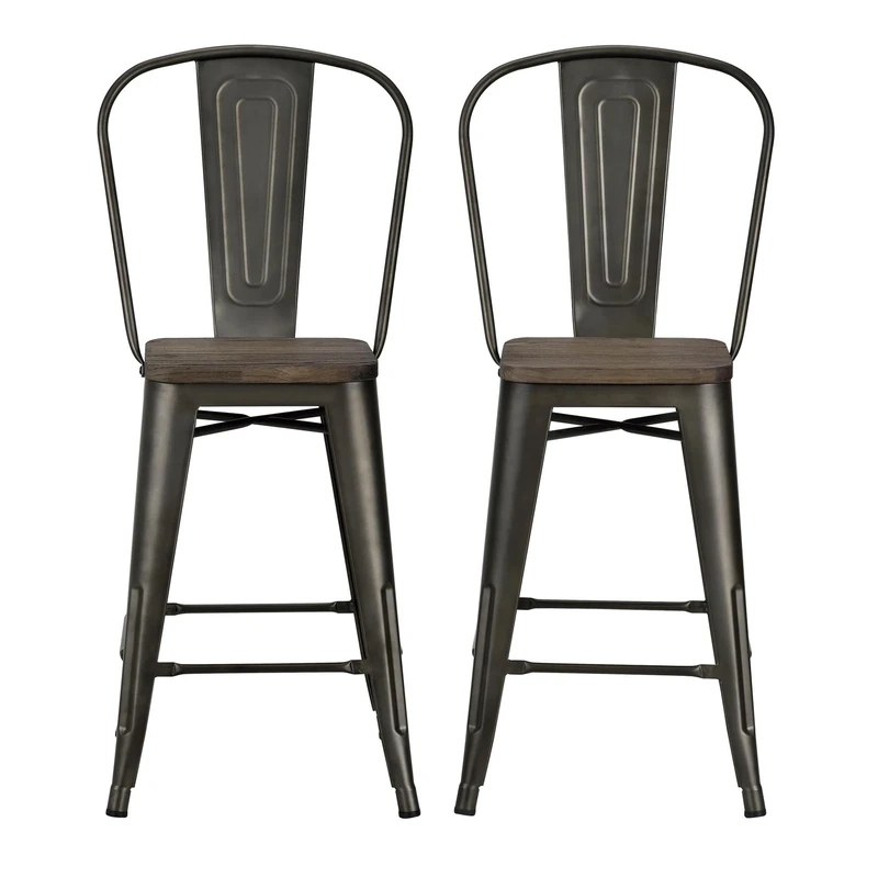 DHP Furniture Luxor 24 Inch Metal Counter Stool - Set of 2 COPPER