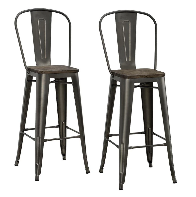 DHP Furniture Luxor 32 Inch Metal Barstool - Set of 2 COPPER