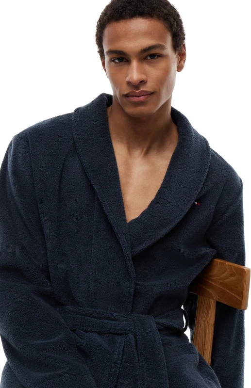 Tommy Hilfiger Men's Tommy Plain Bathrobe, Blue (Navy Blazer), XX-Large