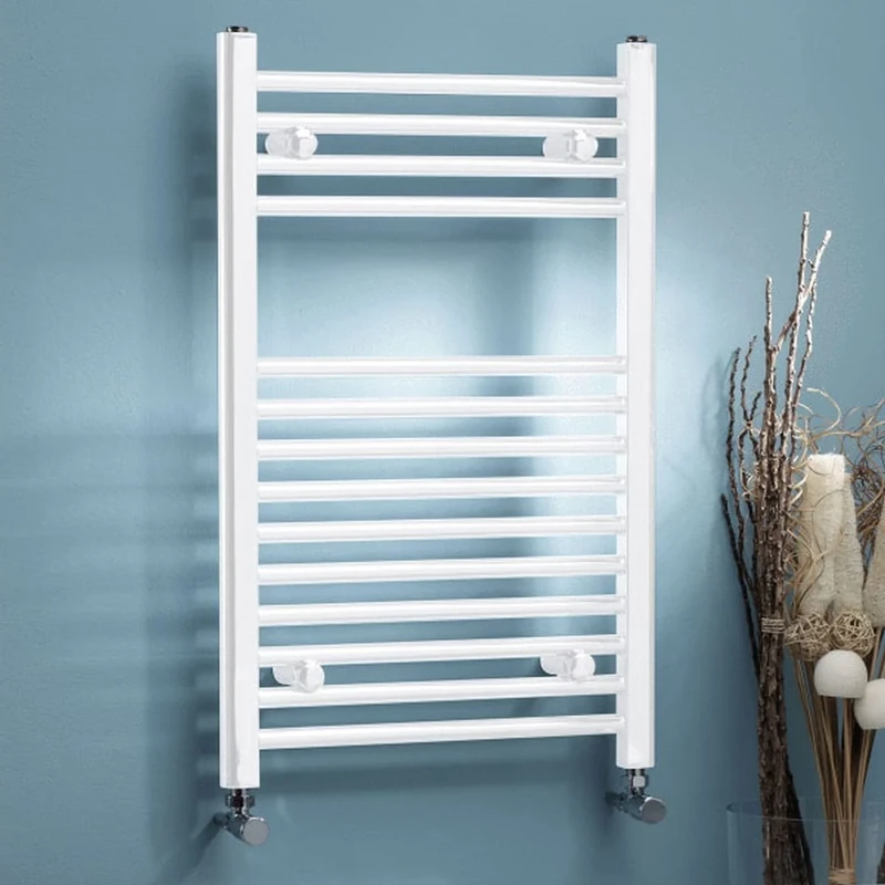 Kartell 500 x 1200 Straight Heated Towel Rail in White 22mm D Tube 500mm x 1200mm Towel Warmer Heater