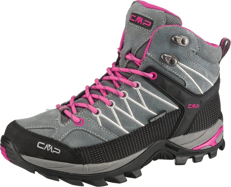 CMP Rigel Mid Wmn Trekking Shoes Wp Grey-Fuxia-Ice UK 6.5