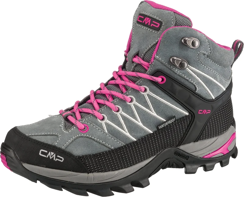 CMP Rigel Mid Wmn Trekking Shoes Wp Grey-Fuxia-Ice UK 3