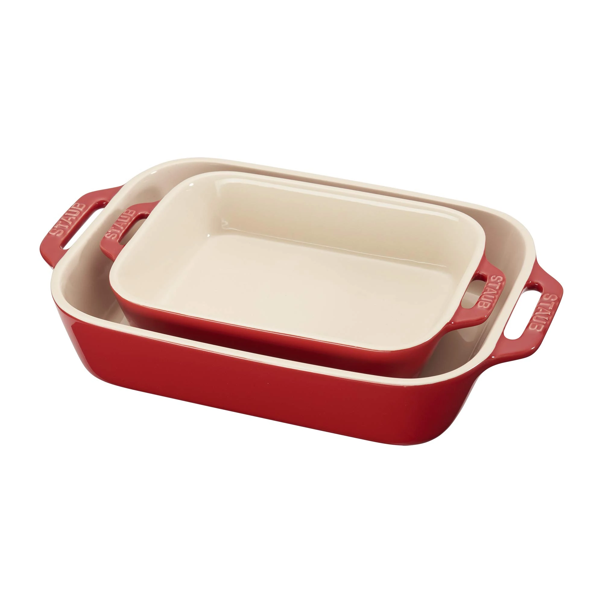 STAUB Ceramic Rectangular Baking Dish Set of 2 Cherry