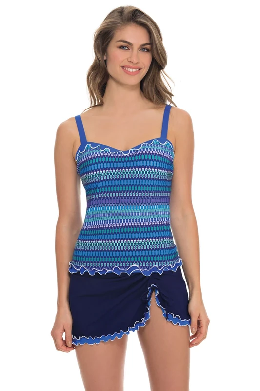 Profile by Gottex Women's Blue Lagoon Underwire Bra Tankini Top (D Cup) - Multi -