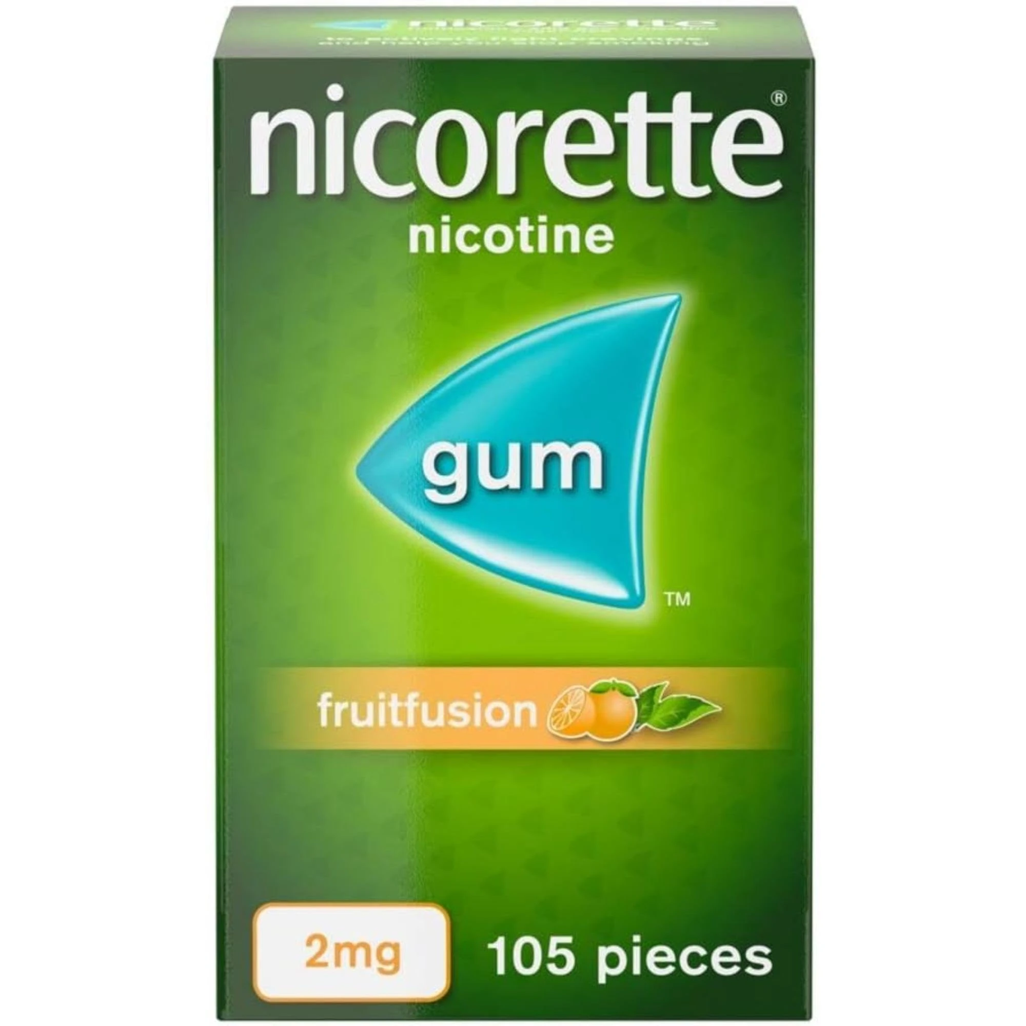Nicorette Fruitfusion 2mg Gum (105 Pieces), Discreet Stop Smoking and Stop Vaping Aid, Helps Tackle Cravings and Withdrawal Symptoms, Nicotine Gum with Pleasant Fruit Flavour (Quit Smoking or Vaping)