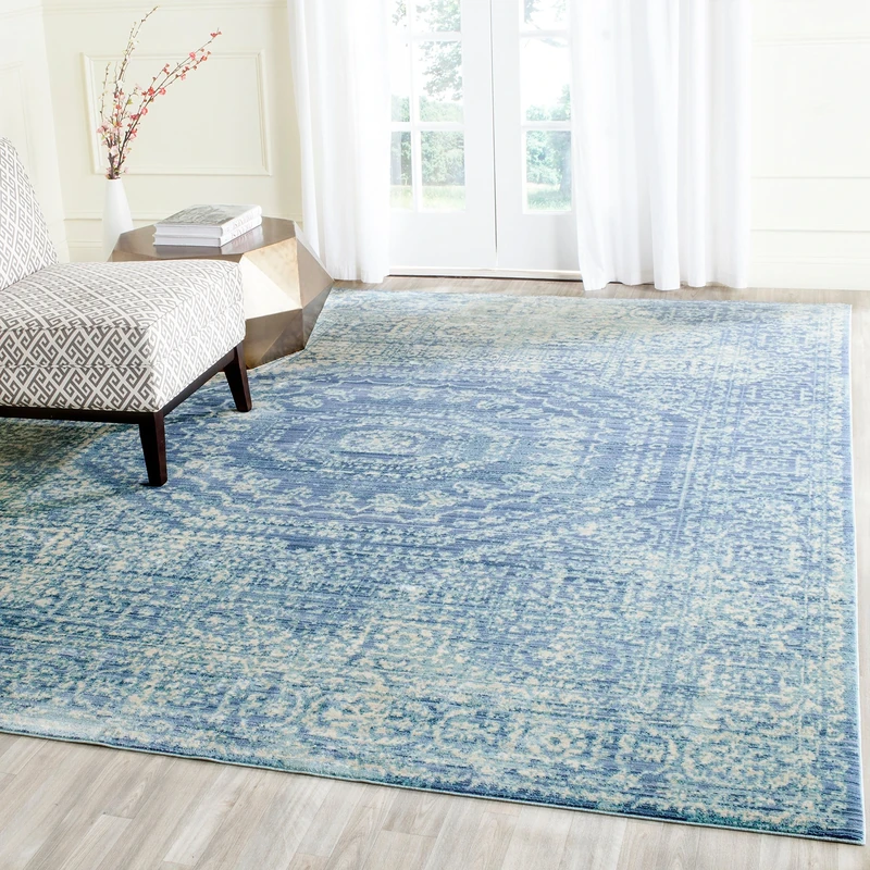 Safavieh Craft Art-Inspired Indoor Woven Rectangle Area Rug, Valencia Collection, VAL205, in Blue / Multi, 122 X 183 cm for Living Room, Bedroom or Any Indoor Space