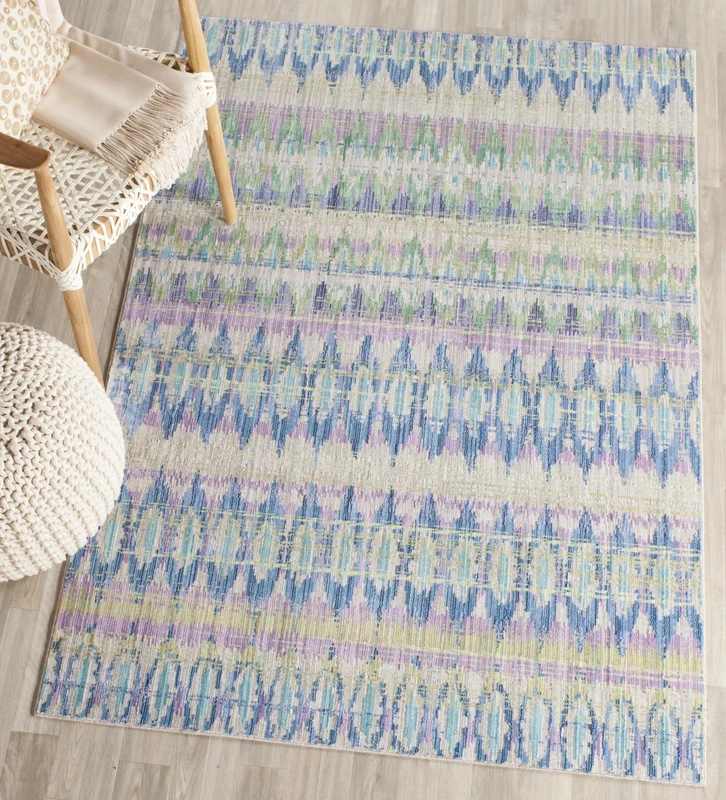 Safavieh Craft Art-Inspired Indoor Woven Rectangle Area Rug, Valencia Collection, VAL220, in Purple / Multi, 122 X 183 cm for Living Room, Bedroom or Any Indoor Space