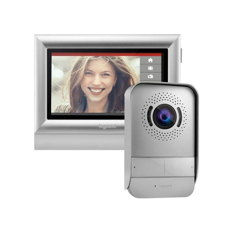 Legrand 369320 Video Door Intercom with 2 Wire Connection, 7 Inch Colour Touch Screen and Wide Angle Camera, 1/2 Family House Kit