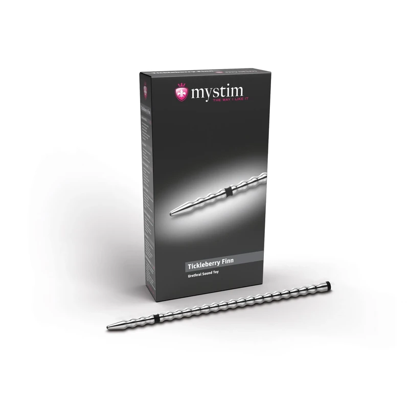 Mystim Tickleberry Finn Medical Aluminium E-Stim Urethral Sound Ribbed, 8 mm - Image 1