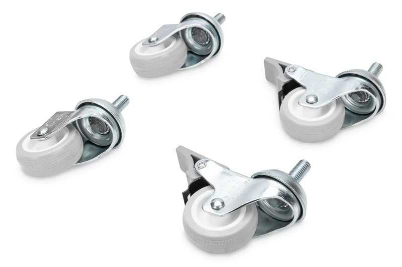 DIGITUS castors - for Standard 19" Network Wall-Mounted cabinets from DIGITUS - 4 Pieces, 2X Lockable - Rotating - 250 kg Load Capacity per Castor - Material Plastic - Image 1