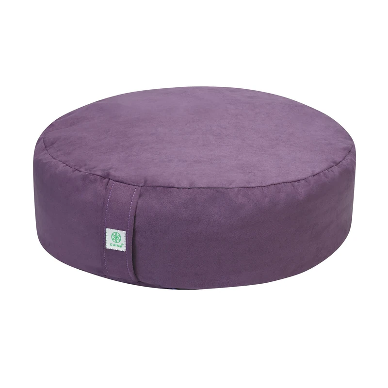 Gaiam Zafu Meditation Cushion - Round Yoga Pillow with Easy-to-Carry Handle - Floor Pillow for Pressure Relief - Machine Washable Cover (Sold Individually or with Zabuton Bundle), Purple