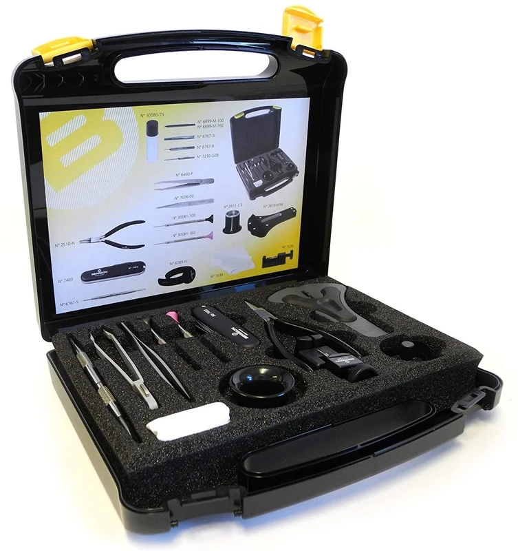 BERGEON 7812 Professional Grade Quick Service Watch Repair Kit in Carry Case #55-699, Black