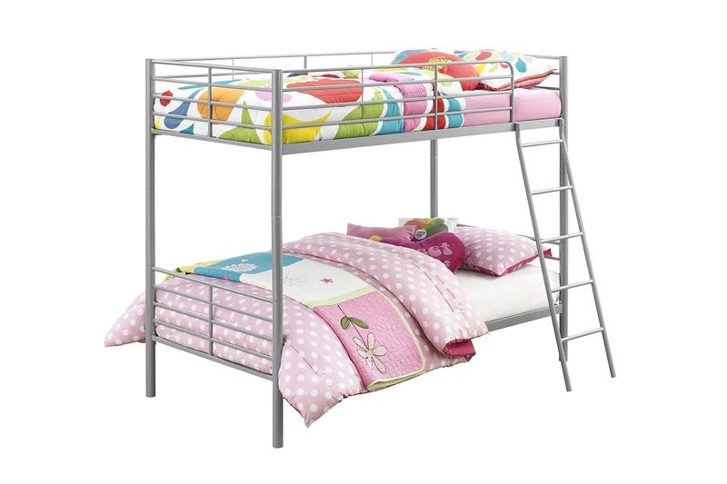 DHP Furniture Convertible Bunk Bed Silver/ Grey Single Over Single