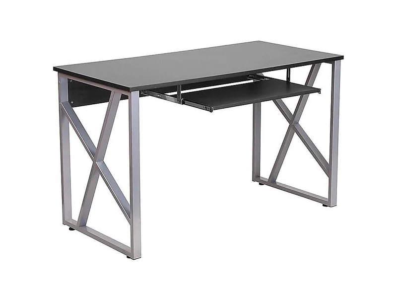 Flash Furniture Salvador Black Computer Desk with Pull-Out Keyboard Tray and Cross-Brace Frame