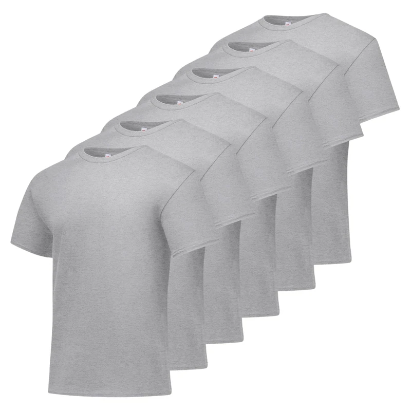 Hanes Men's Essentials T-Shirt Pack, Crewneck Cotton T-Shirts for Men, 4 Or 6 Pack Available, Light Steel - 6 Pack, Large