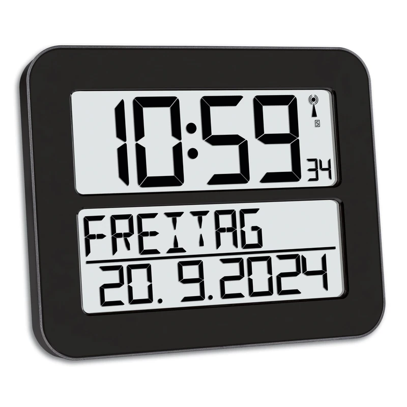 TFA Dostmann 60.4512.01 TimeLine Max Radio-controlled Clock, black