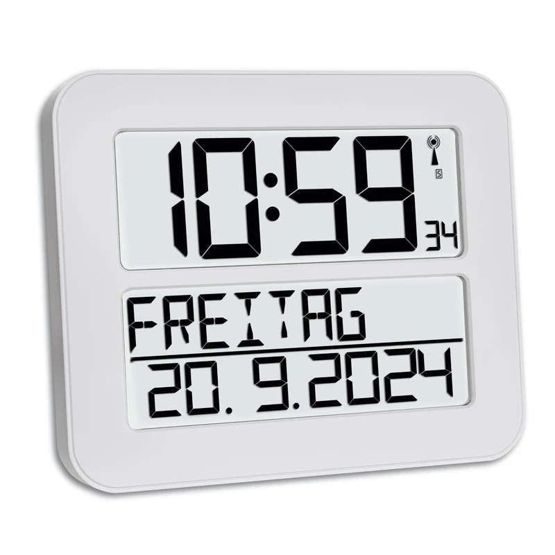 TFA Dostmann 60.4512.01 TimeLine Max Radio-controlled Clock, Weiß