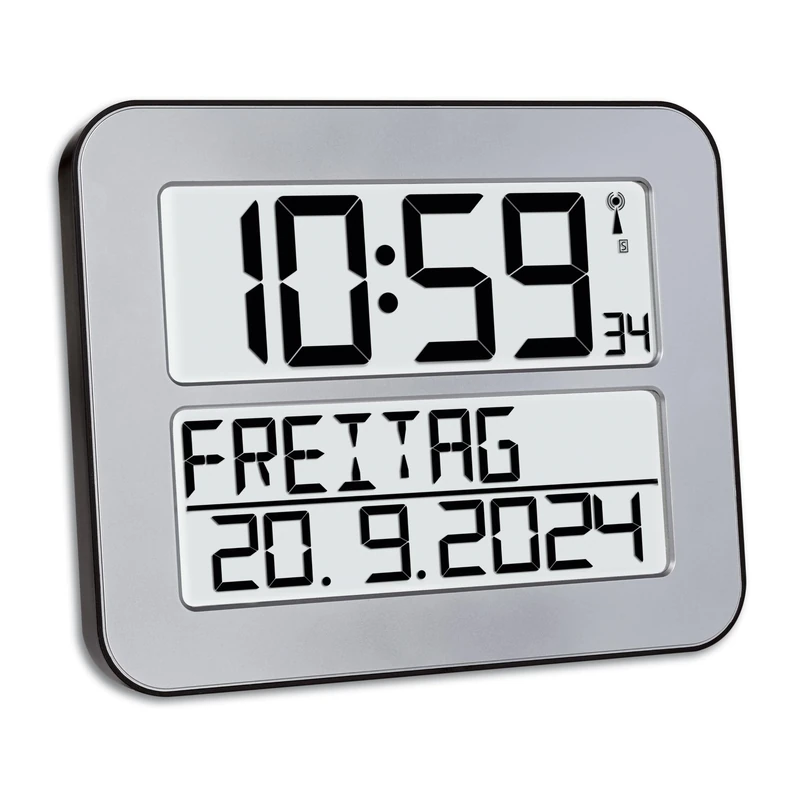 TFA Dostmann 60.4512.01 TimeLine Max Radio-controlled Clock, Silber