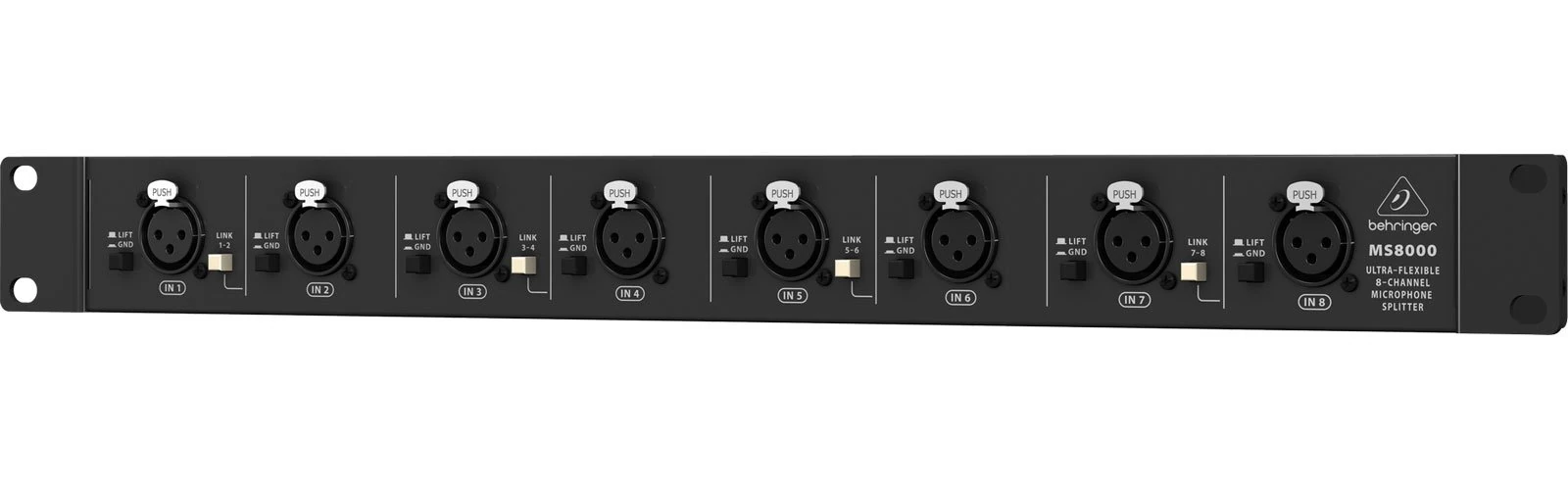 Behringer ULTRALINK MS8000 Ultra-Flexible 8 Channel Microphone Splitter, Black