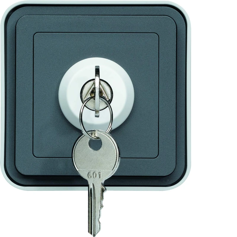 Hager cubyko Waterproof Key 2 Position Switch Surface – Grey