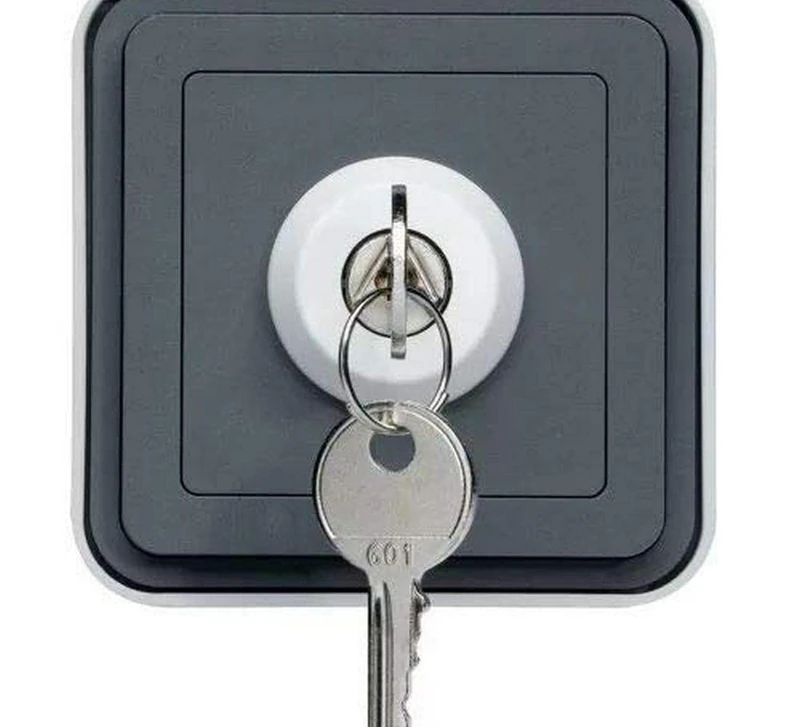 Hager cubyko – Waterproof with 3 Position Key Switch Grey