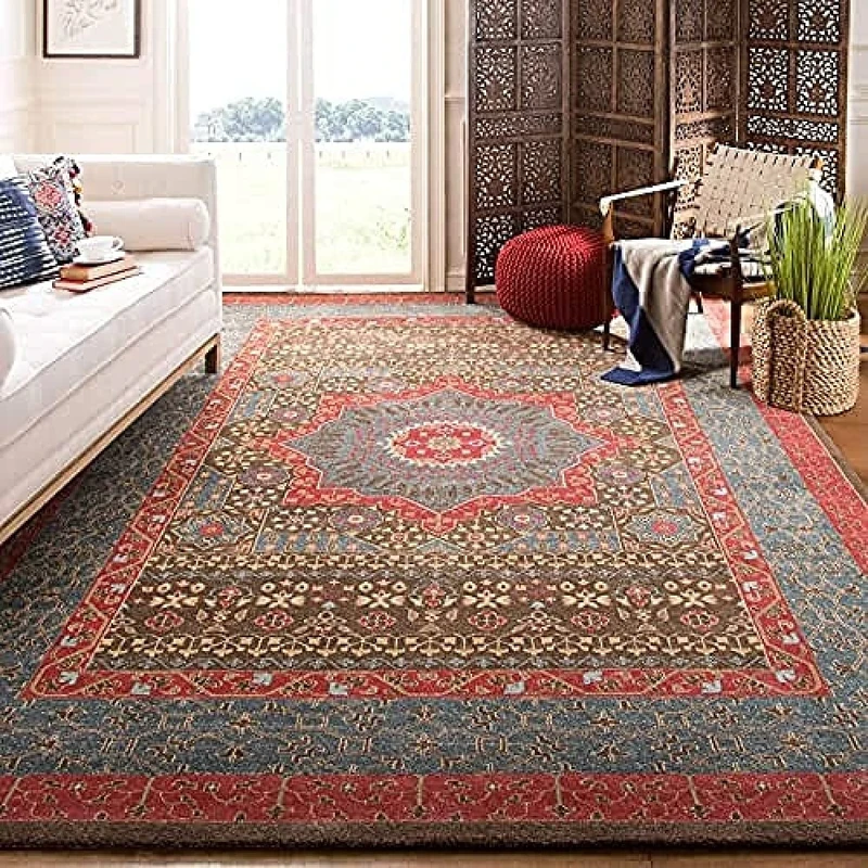 Safavieh Traditional Indoor Woven Rectangle Area Rug, Mahal Collection, MAH620, in Navy / Red, 201 X 279 cm for Living Room, Bedroom or Any Indoor Space