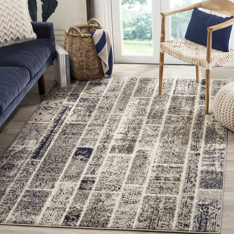 Safavieh Boho Chic Indoor Woven Rectangle Area Rug, Monaco Collection, MNC216, in Grey / Multi, 201 X 279 cm for Living Room, Bedroom or Any Indoor Space