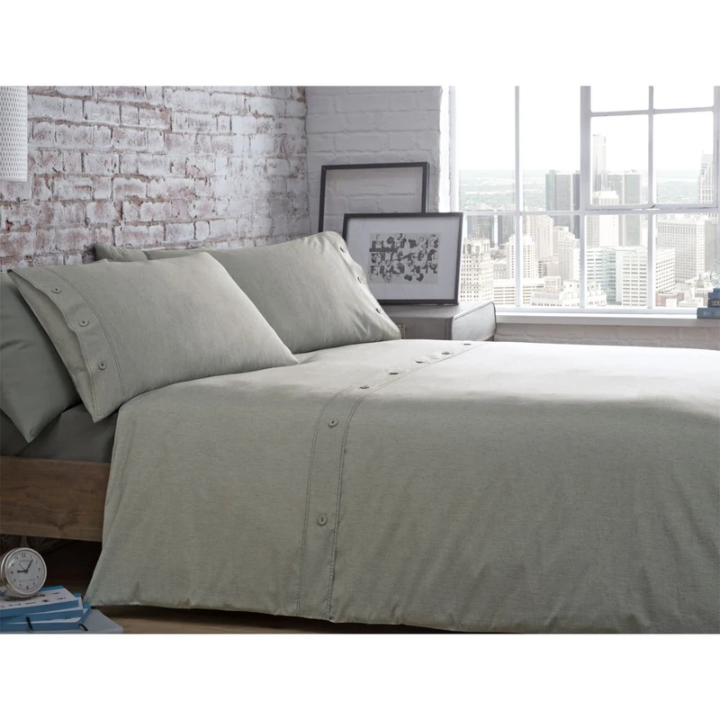 Just Contempo Cotton Duvet Cover Set, Super King, Beige - Image 1
